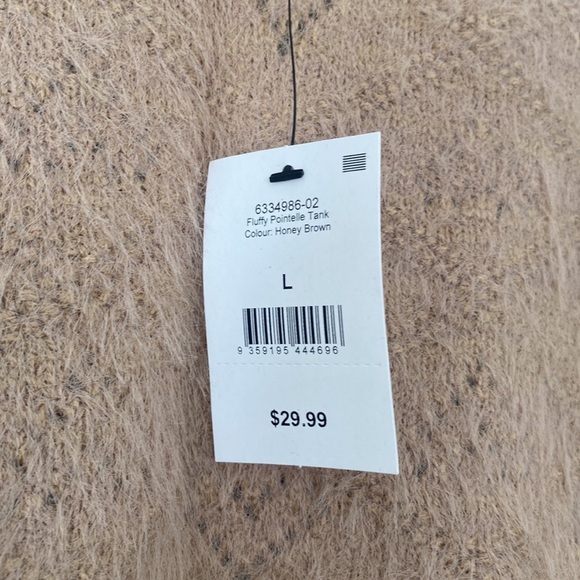 NWT Cotton on body Tan fuzzy v-neck tank size large - Picture 3 of 11